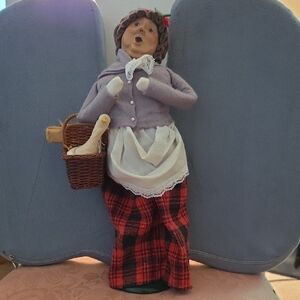 Byers Choice Plaid Skirt Caroler Figurine with Basket